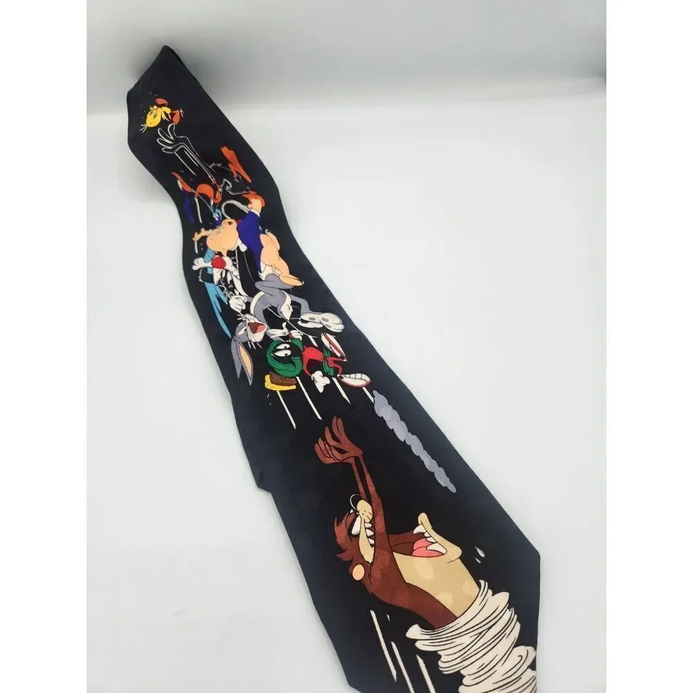 Vintage Looney Tunes Mania 100% Silk Tie